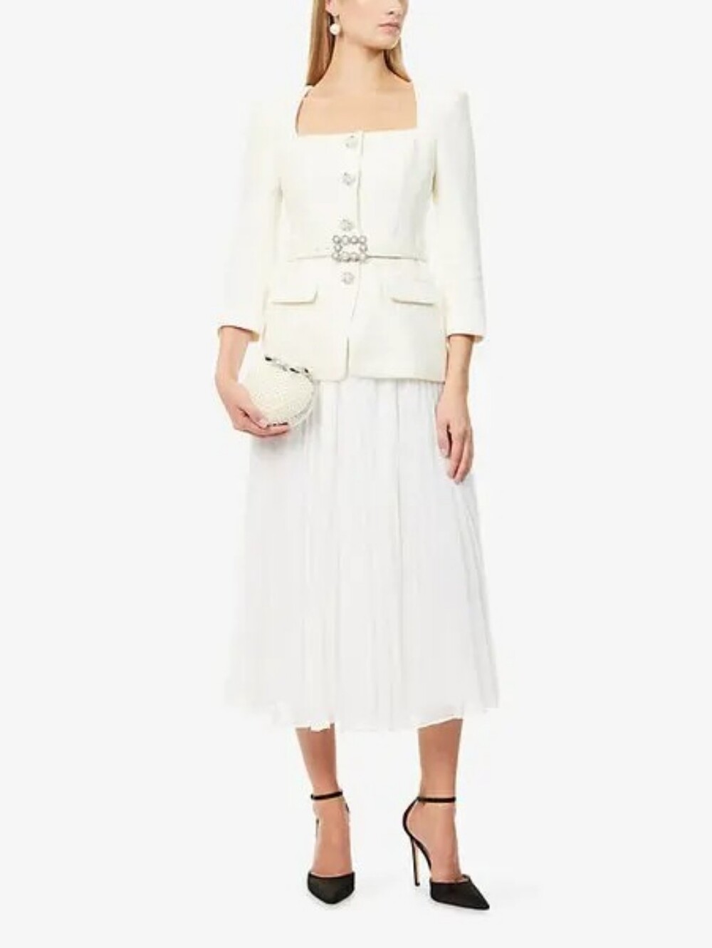 SELF-PORTRAIT boucle chiffon midi dress